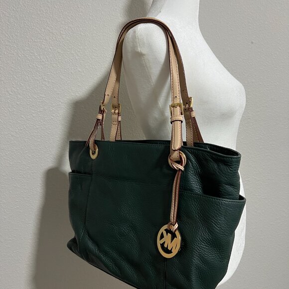 Michael Kors pebble leather handbag Jet set tote in green - Picture 2 of 8